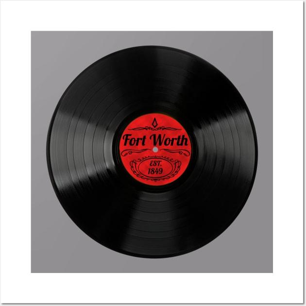 Fort Worth Gift Retro Musical Art Vintage Vinyl Record Design Wall Art by Tennessee Design Studio